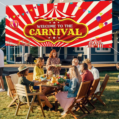 Teenyyou Welcome to the Carnival Banner Carnival Decorations Circus Party Supplies Backdrop for Circus Theme Party Decorations Birthday, 71 x 35 Inch