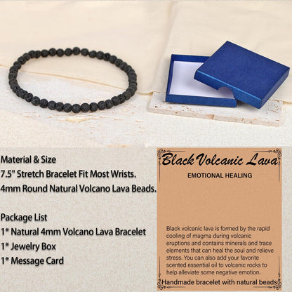 LPBeads Handmade Natural Gemstone Stretch Elastic Bracelet Healing Crystal Round Stone Beads Jewelry Gifts for Women Men