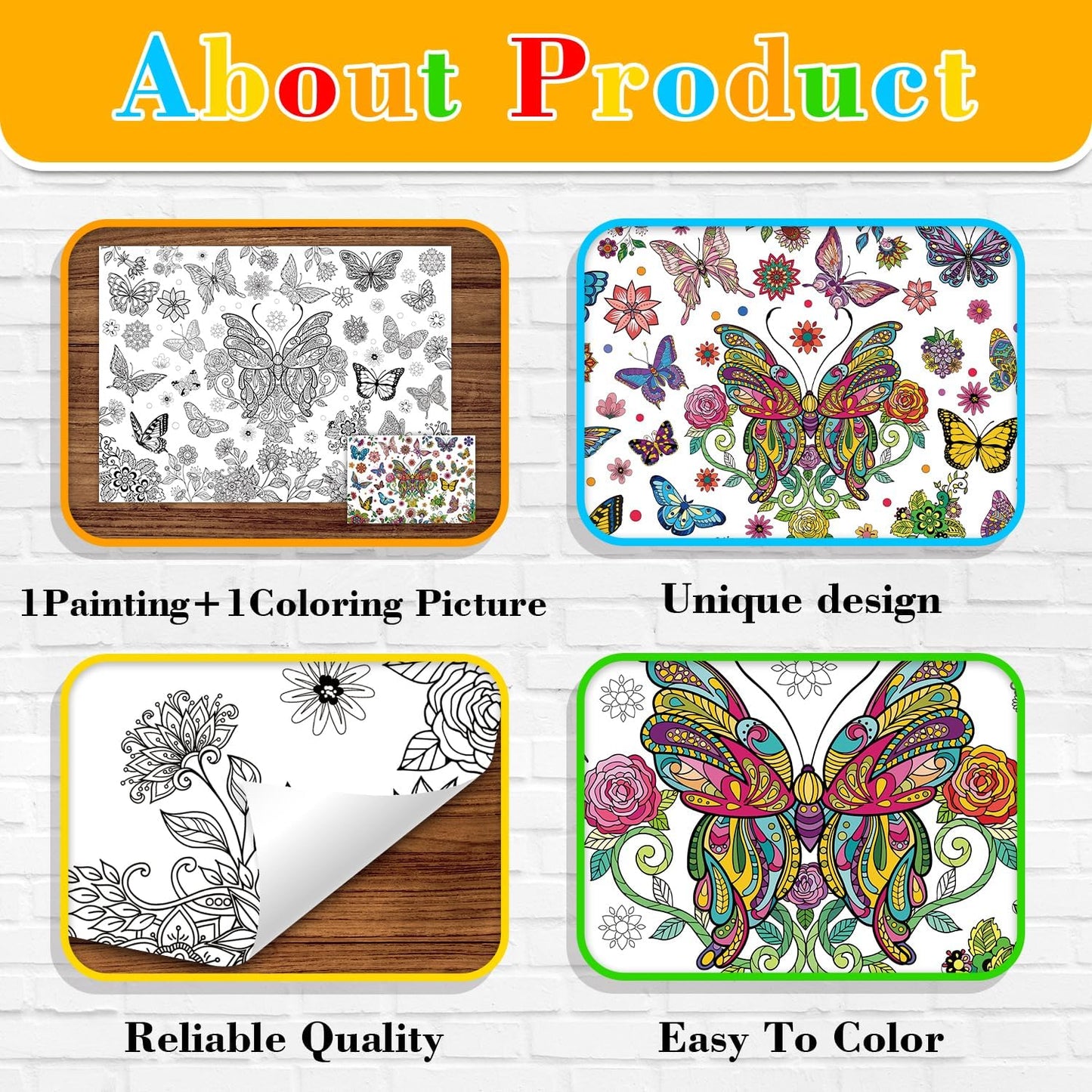 43.3x31.5 Summer Coloring Poster with Picture, Giant Cute Painting Poster, Large Coloring Tablecloth for Classroom Home Birthday Party Supplies Favor