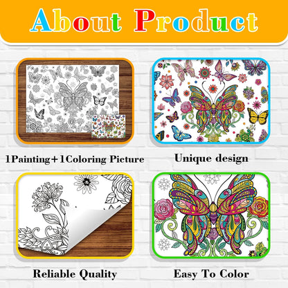 43.3x31.5 Summer Coloring Poster with Picture, Giant Cute Painting Poster, Large Coloring Tablecloth for Classroom Home Birthday Party Supplies Favor