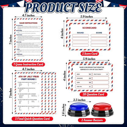 20 Pcs Retirement Friendly Feud Game Set Retirement Party Game Trivia Quiz with 18 Card 2 Buzzer for Adults Family Games Activities Party Supplies, Battery Not Included