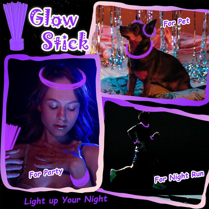 100 pk 8" Glow Sticks Bulk Party Favors, Light up Glow Necklaces & Bracelets in the Dark Party Supplies For Christmas Halloween 4th of July Birthday Neon Party (100 * Blue)