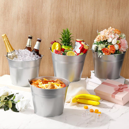 Didaey 24 Pcs Metal Beer Bucket Bulk Ice Bucket Ice Pails with Handle Champagne Soda Party Beverage Chiller for Summer Picnic Pool Wedding Party Supplies Wine Champagne Bar (7.1 x 6.5 x 5.1",Gold)