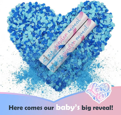 Gender Reveal Confetti Cannon - Biodegradable Confetti Poppers - Pink & Blue, 2 Pack - Party Supplies Pop Gun-Cannon for Boy or Girl Baby Reveal Party Supplies (1Pink +1Blue)