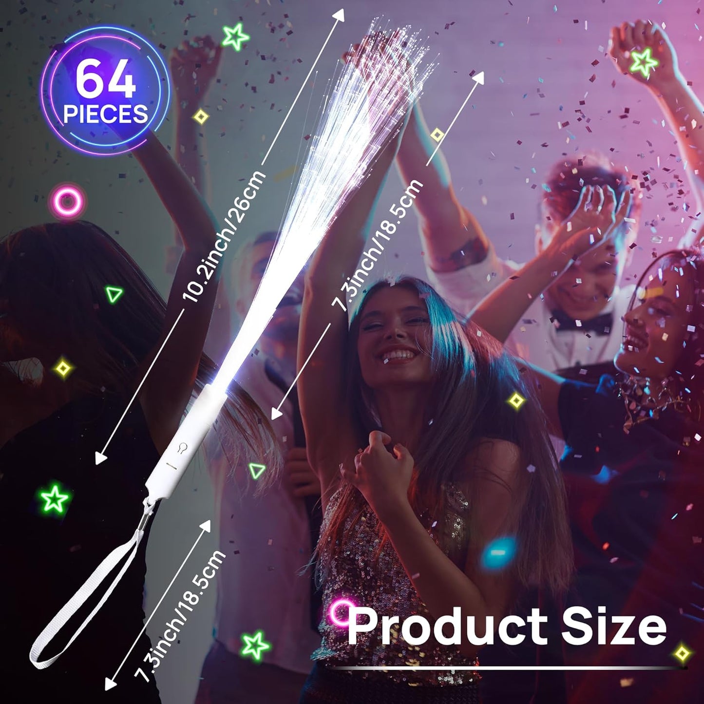 miikoul 16 Pcs Fiber Optic Wands White Glow Sticks LED Wedding Wand Light up Party Favor Sticks Flashing Wands with 3 Light Modes for neon Party Wedding Baby Shower Birthday Party Supplies