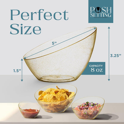 Posh Setting Crystal Clear, Disposable Premium Hard Plastic Medium Angled Bowl, Party, Salad, Snack and Fruit Bowl 5 Pack