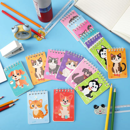 MARFOREVER 24 Pack Mini Animal Notepads Cat Dog Themed Party Favors Cat Dog Mini Spiral Notepads Pet Kitty Gifts for Birthday Teacher Students Reward School Classroom Supplies Goodie Bags Stuffers