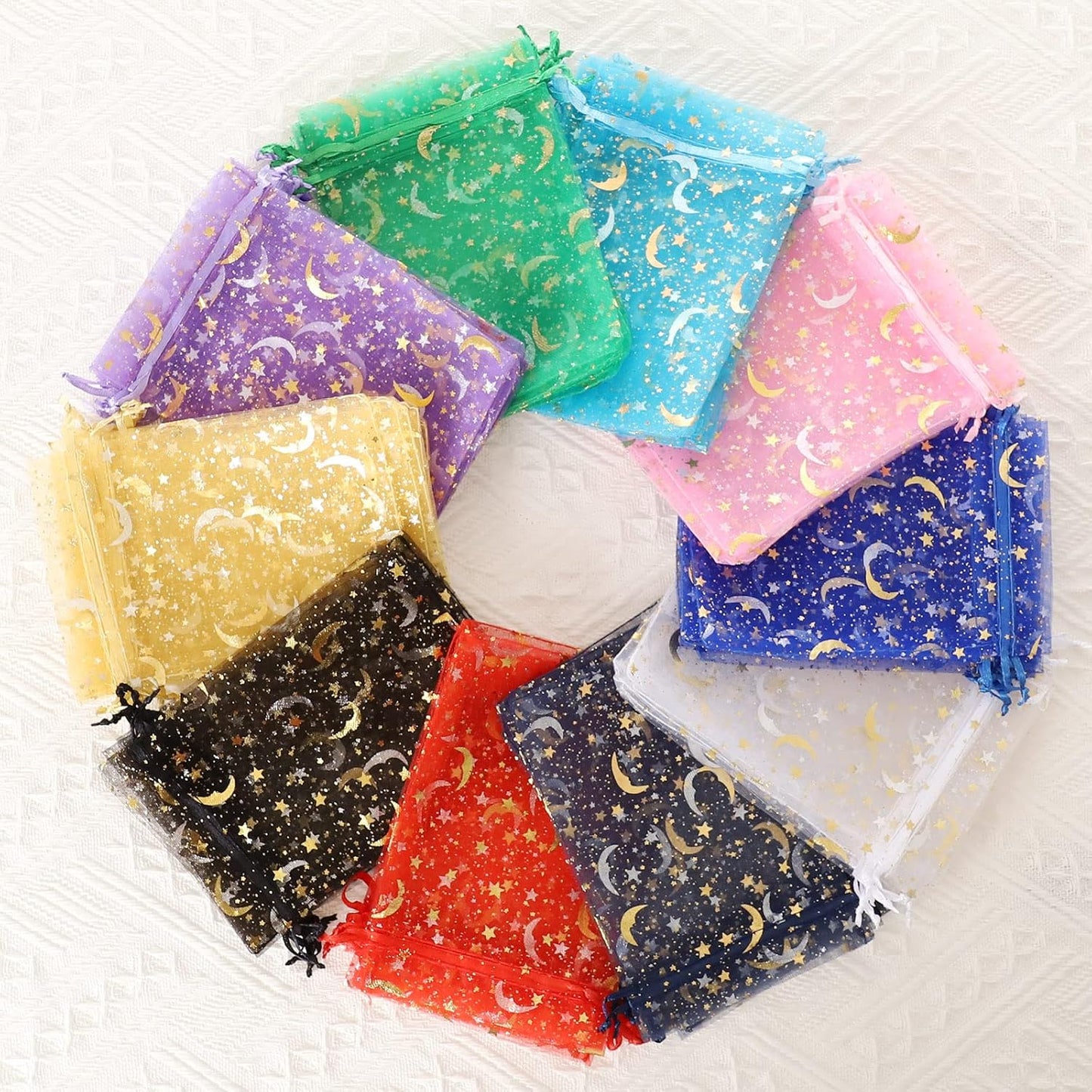 Hopttreely 100PCS Premium Sheer Organza Bags, White Wedding Favor Bags with Drawstring, 4x4.72 Jewelry Gift Bags for Party, Jewelry, Christmas, Mother's Day, Festival, Bathroom Soaps, Makeup Organza Favor Bags