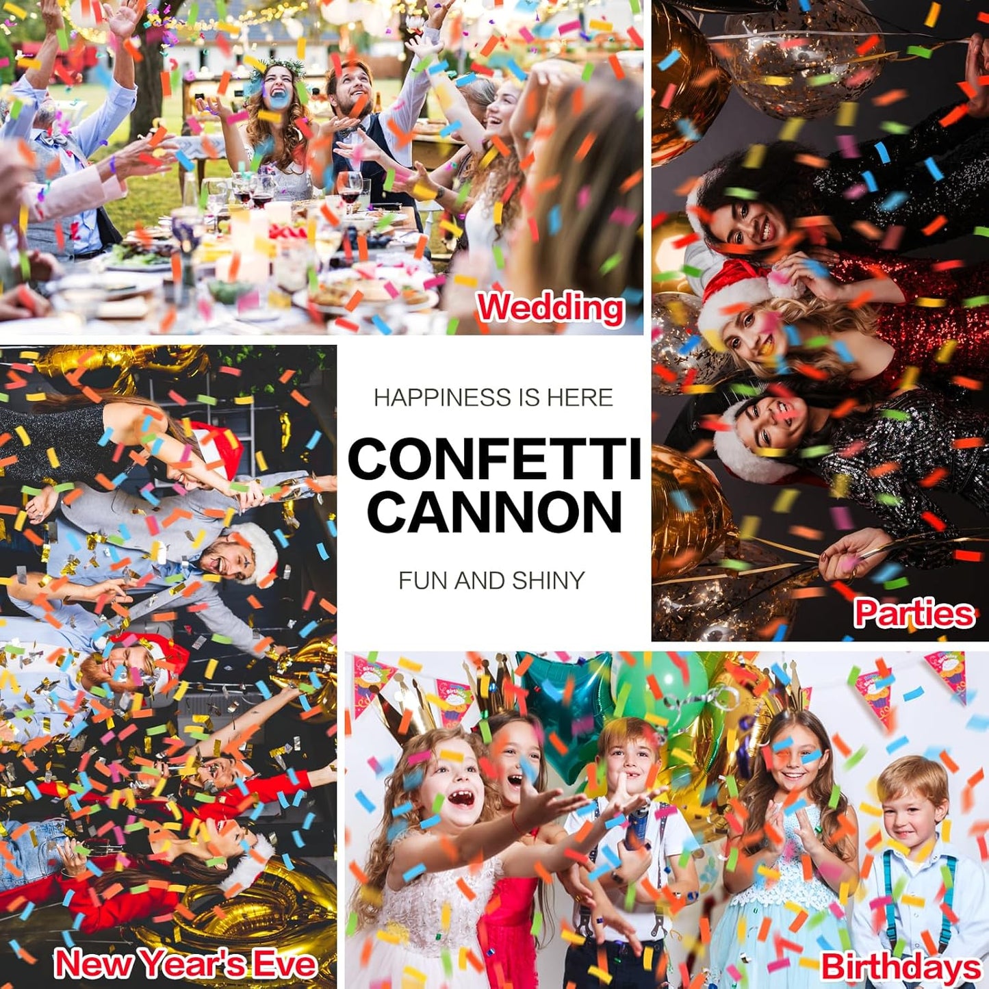 12 Pack Red Biodegradable Confetti Cannon-Confetti Poppers for Wedding, Graduation, Birthday, New Year's Eve Celebration Valentines Day Wedding Engagement Anniversary Bridal Shower Party Supplies