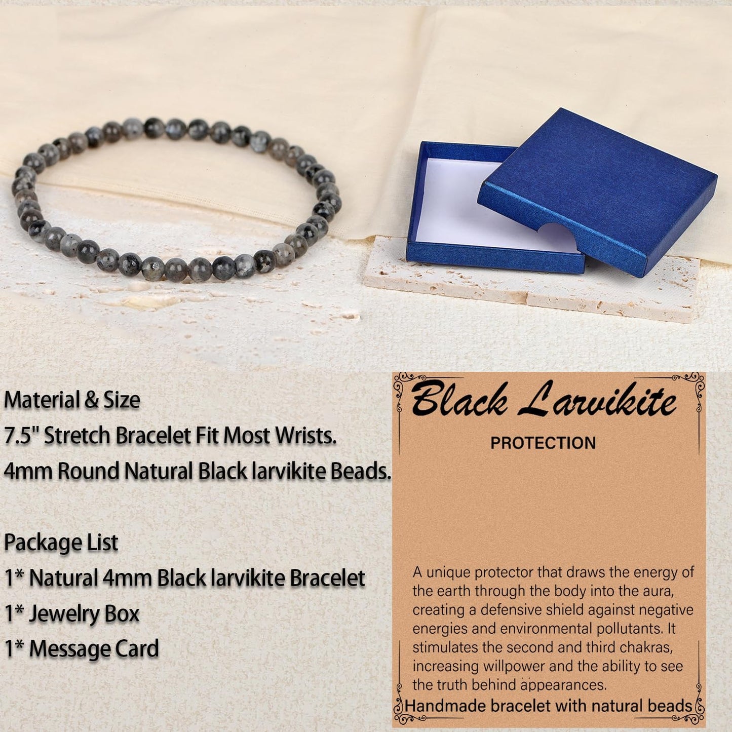 LPBeads Handmade Natural Gemstone Stretch Elastic Bracelet Healing Crystal Round Stone Beads Jewelry Gifts for Women Men