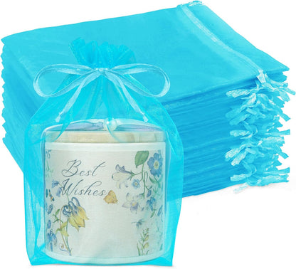 Crweety 50 Pcs Organza Bags 6x9 Inch White, Large Mesh Gift Bags Drawstring, Jewelry Pouches Treat Sachet Goodie Mesh Bag Drawstring for Wedding Party Favors Baby Shower & Mothers Day Gifts