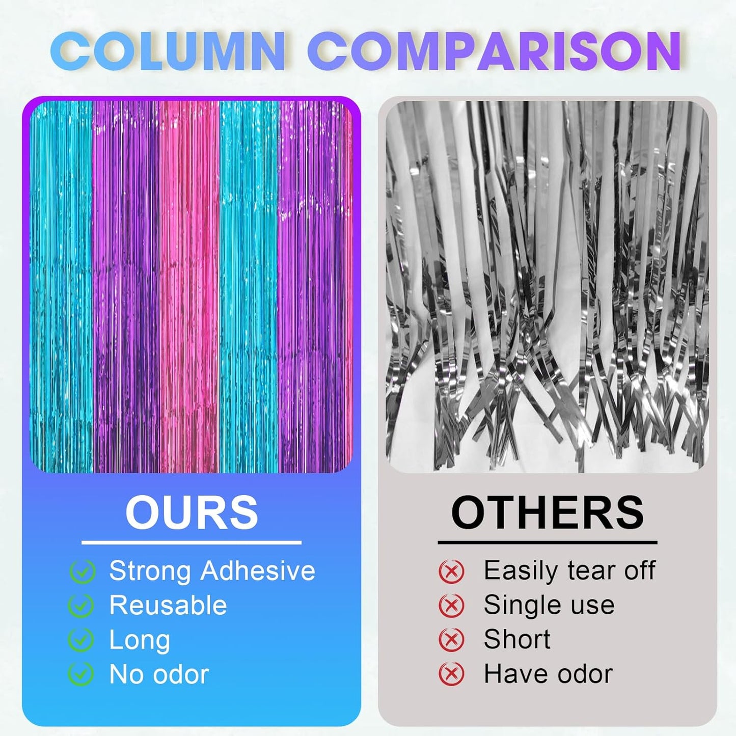 Voircoloria 3 Pack 3.3x8.2 Feet Gold Foil Fringe Backdrop Curtains, Tinsel Streamers, Fringe Backdrop for 2025 New Years Eve, Graduation, Birthday, Baby Shower, Gender Reveal, Disco Party - Colors B