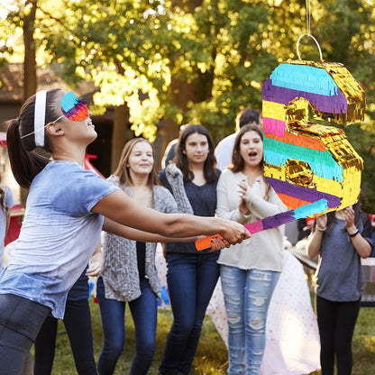 Dinosaur Pinata - Dinosaur Decorations with a Blindfold and Bat for Boys Girls Animal Themed Birthday Party Kids Classroom Game Decorations Supplies (15.7 x 11.4 x 3.1 Inches)