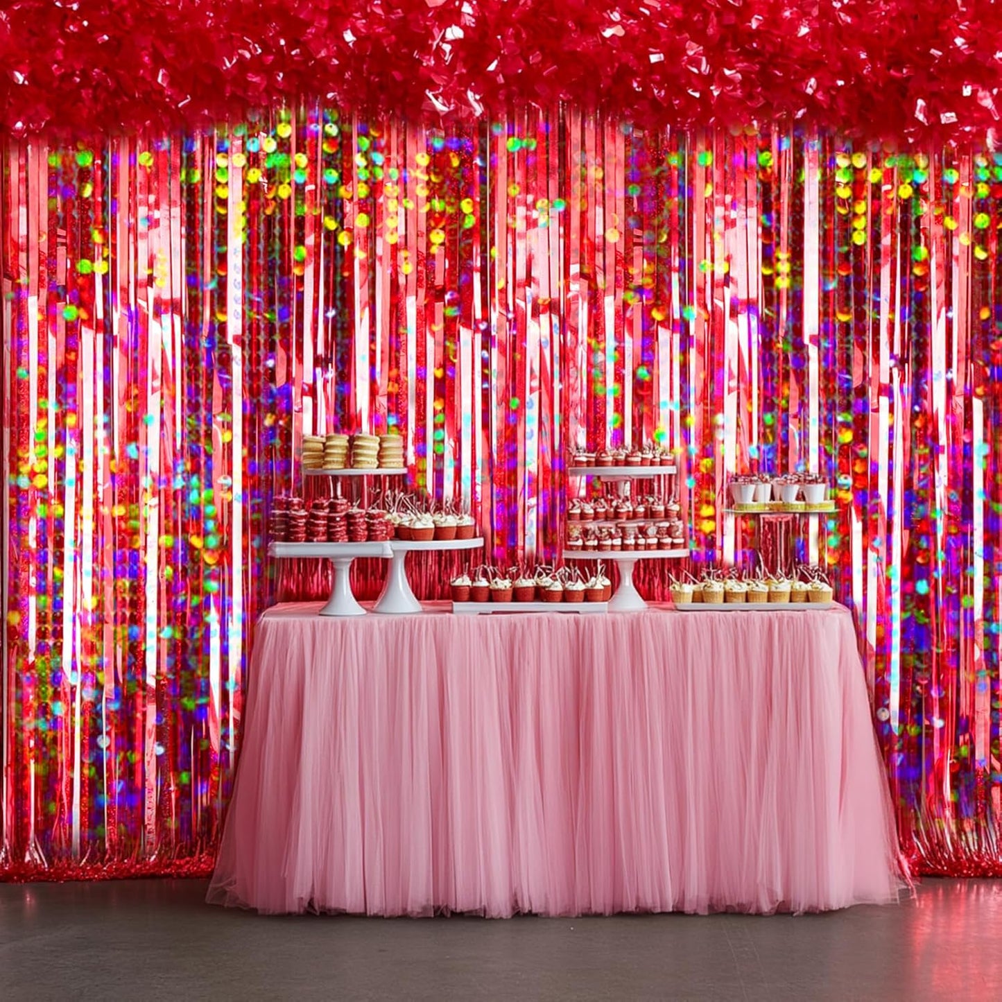 4 Packs Silver Foil Fringe Curtain, Silver Glitter Metallic Tinsel Backdrop for Birthday, Wedding, Baby Shower, Bachelorette, 70s 80s 90s Theme Disco Party, Iridescent Party Decorations Supplies