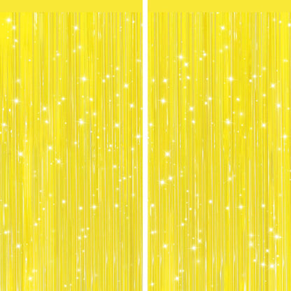 GCB 2Pack Black Metallic Tinsel Foil Fringe Curtains, Black Foil Curtain Backdrop, Photo Booth Props for Birthday Wedding Baby Shower Bachelorette Xmas Celebration Party Decorations Door Streamers