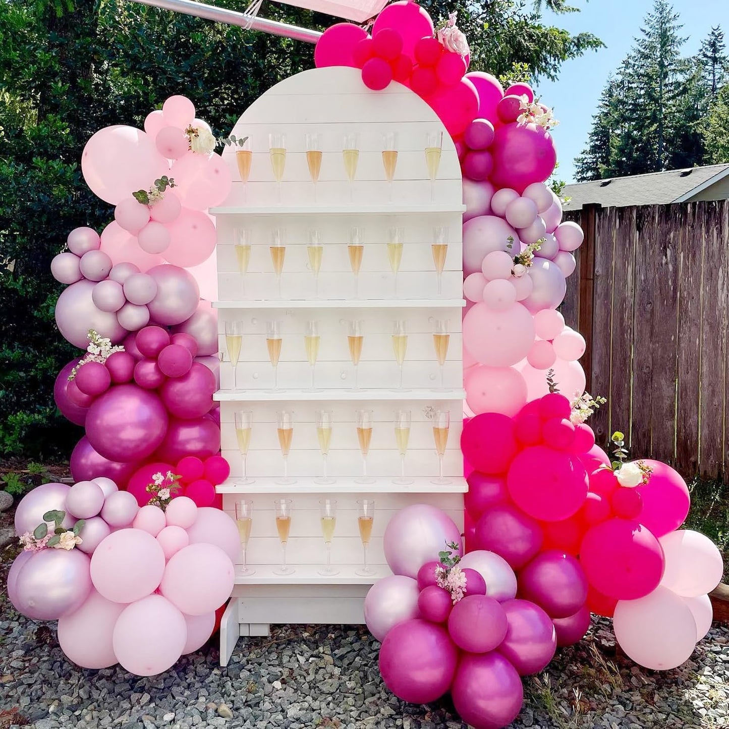 COKAOBE Pink Orange Balloon Garland Arch Kit, 124pcs Hot Pink Orange Chrome Metallic Gold Latex Balloons for Birthday Wedding Baby Shower Tropical Party Supplies Summer Party Decorations