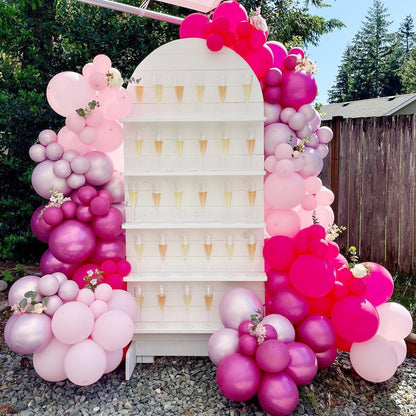 COKAOBE Pink Orange Balloon Garland Arch Kit, 124pcs Hot Pink Orange Chrome Metallic Gold Latex Balloons for Birthday Wedding Baby Shower Tropical Party Supplies Summer Party Decorations