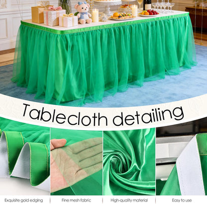 THARAHT Tulle Table Skirt 6FT 180CM Long for Rectangle Tables Round Tables Ruffle Desk Skirt for Princess Girls Birthday Party Cake Dessert Decorations Table Skirt
