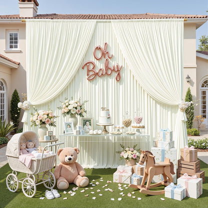 10ftx10ft Black Backdrop Curtains for Weddings Parties, Wrinkle Free 2 Panels Silky Polyester Photo Backdrop Drapes Back Drop Cloth Drapery for Birthday Mother'sDay Photography Background