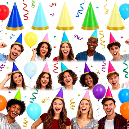 Pre-Assembled Pastel Party Hats for Kids, Birthday Party Hats for Adults