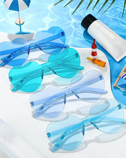 Photect 12 Pair Heart Shaped Sunglasses Neon Color Transparent Heart Glasses for Women Party Favor