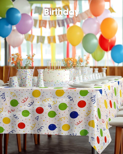 Pureegg Plastic Table Cloth 10 Pack, 54 x 108 Inch Disposable Table Cloths for Party, Picnic and Wedding, Rectangle, White - Colors A
