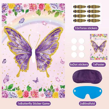 Pin The Crown on The Princess Party Games for Girls Princess Birthday Party with 24 Pcs Crowns, Large Princess Poster for Kids Girls Princess Birthday Party Princess Tea Party Decorations