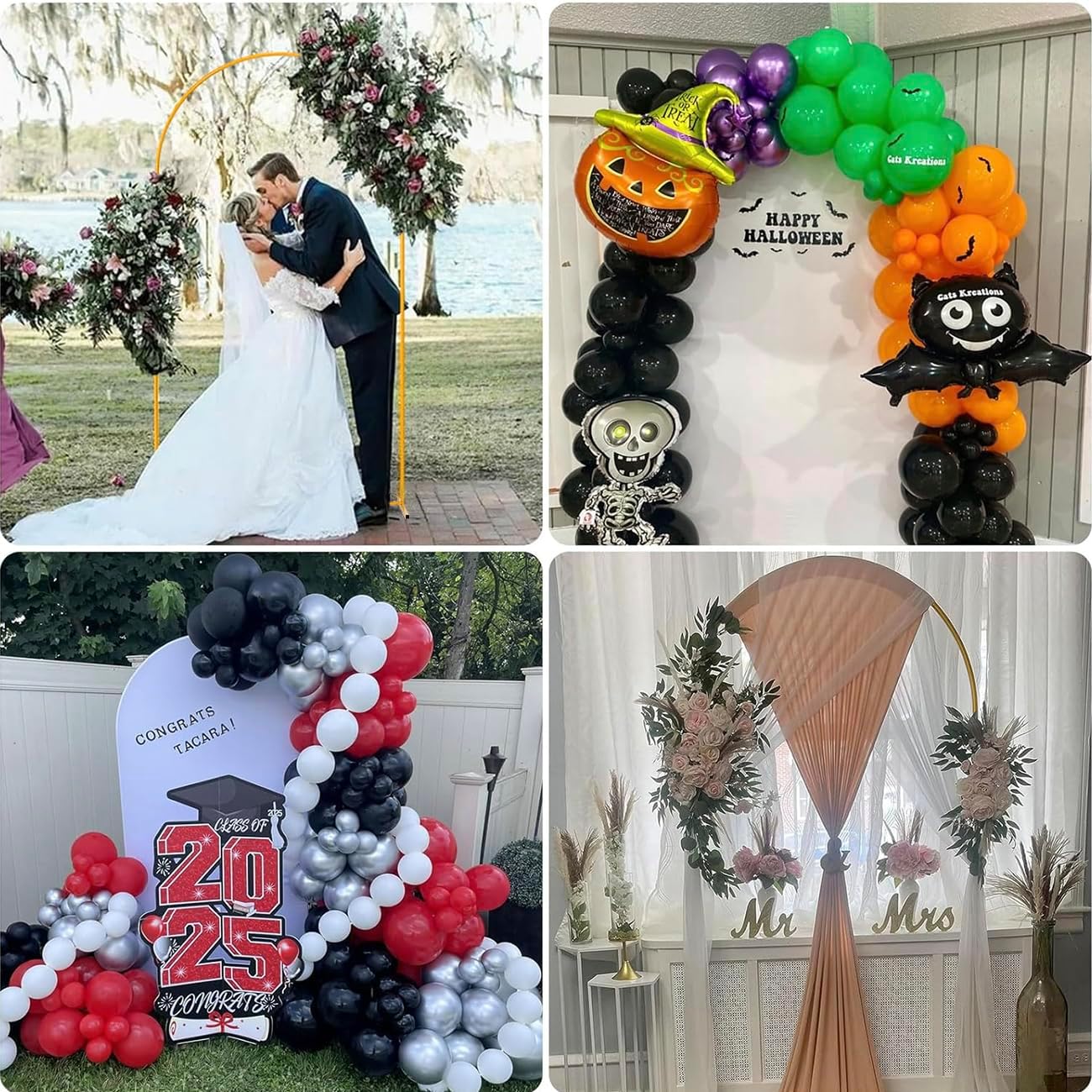 Vincidern 6.6 FT Wedding Arch Backdrop Stand for Parties, Balloon Arch Stand, Wedding Arches for Ceremony, Metal Arch Backdrop Stand for Bridal Baby Showers, Birthday Party Decoration Door Frame Gold