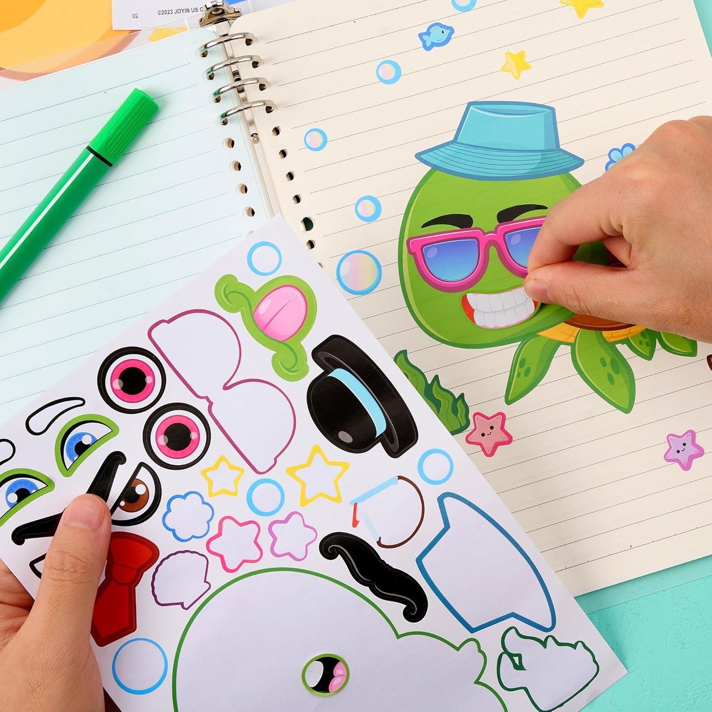 JOYIN 24 Sheets 9"x6" Make a face Stickers for Kids, Make Your Own Stickers with Unicorn, Dinosaur, Sea and Safari Animals, Party Favors Kids Crafts, Goodie Bags Stuffers Classroom Activities