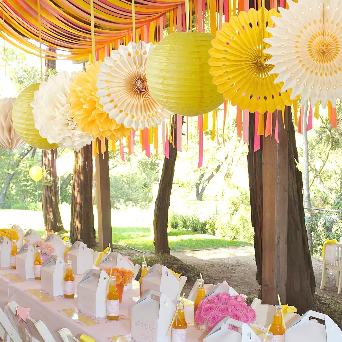 Tissue Paper Pom Poms - 23 PCS Dusty Blue Paper Flowers Pom Pom Kit Circle Dot Party Banner Hanging Swirl Party Decorations for Wedding Birthday Baby Shower Bridal Shower Tea Party