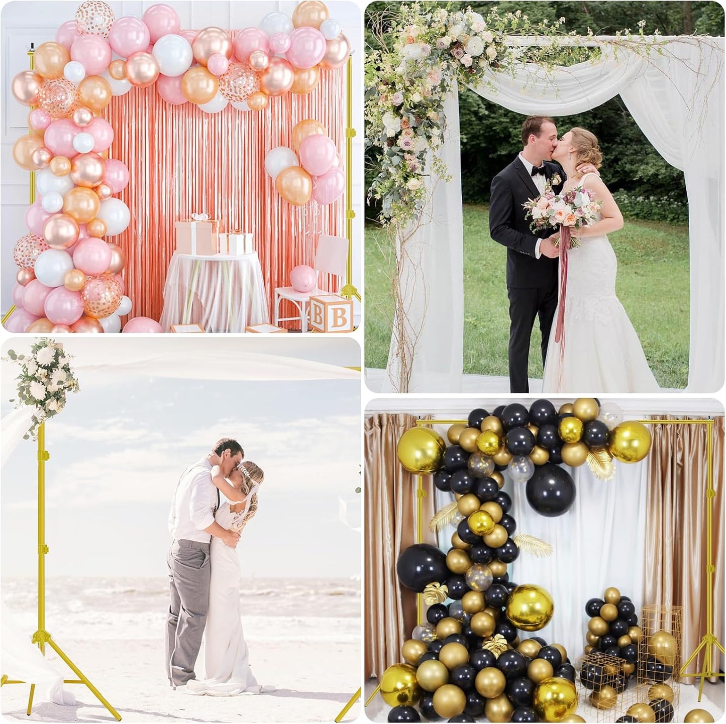 EMART Backdrop Stand 10x7ft(WxH) Photo Studio Adjustable Background Stand Support kit with 2 Crossbars, 8 Clamps, 2 Sandbags and Carry Bag for Parties, Events Decoration, Wedding, Photography -White