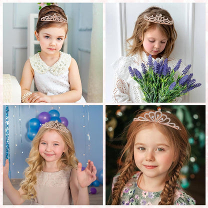 inSowni 8 Pieces Rose Gold Metal Sparkly Rhinestone Princess Tiara Crown Headbands Wedding Birthday Party Prom Headpieces for Women Girls Brides Bridesmaids