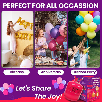Helium Tank for Balloons – 22L Disposable Helium Balloon Tank Kit Fills Up to 100 Balloons – Includes 50 Balloons & Ribbon – Portable Helium Tank for Birthday, Wedding & Party Decorations