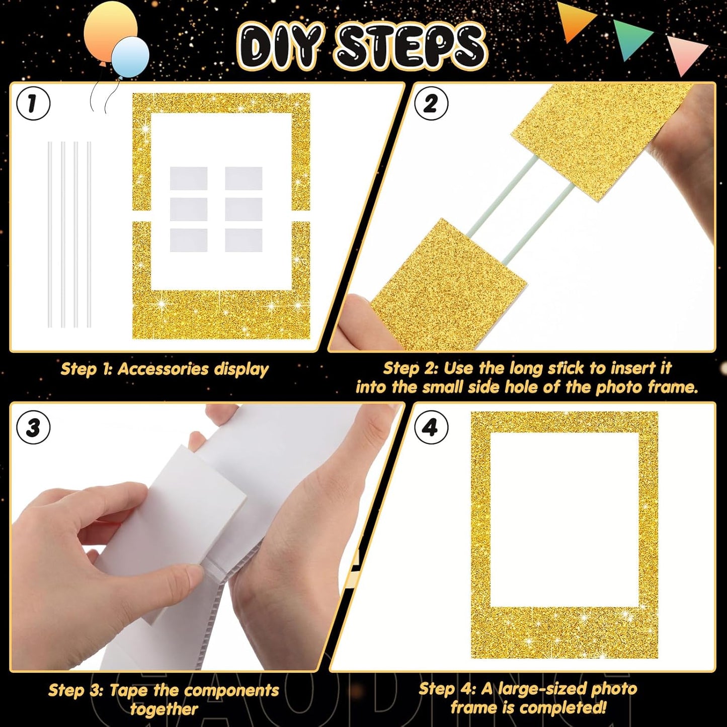 Beeveer 32 x 24 Inch Photo Booth Selfie Frame Prop Booth for Birthday Event Parties Large Blank DIY Cutout Props for Funny Decoration Christmas, Holiday Supplies