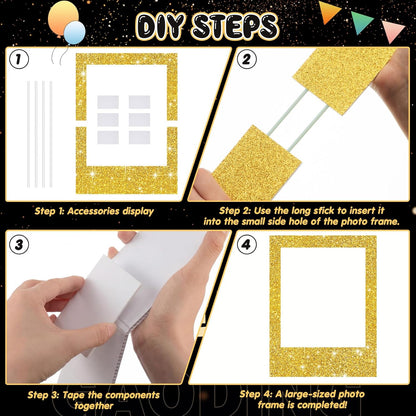 Beeveer 32 x 24 Inch Photo Booth Selfie Frame Prop Booth for Birthday Event Parties Large Blank DIY Cutout Props for Funny Decoration Christmas, Holiday Supplies