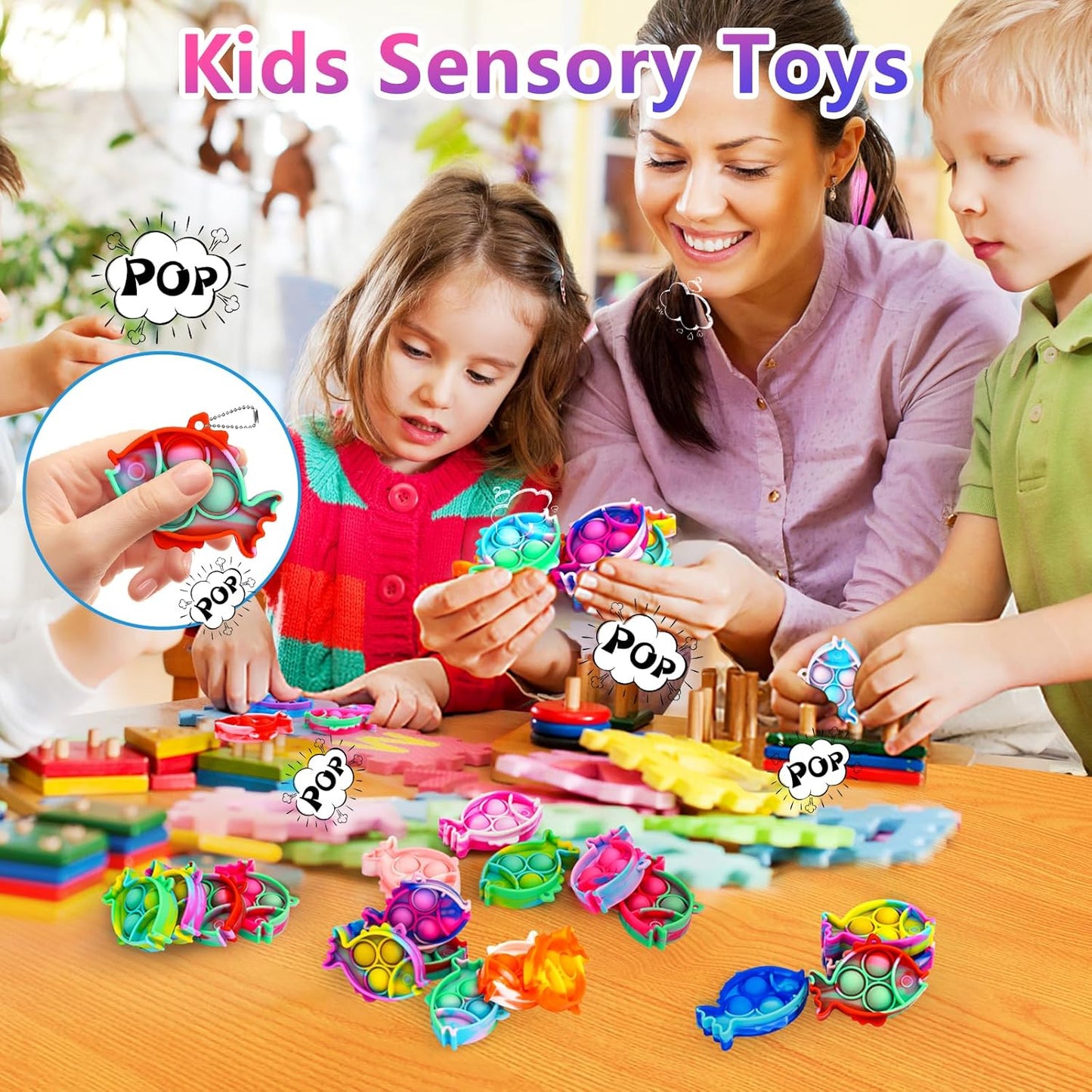Pop Fidget Toys Bulk Its Party Favors for Kids 4-8 8-12 30 Pack Mini Pop Keychain It Small Fidgets for Classroom Prizes School End of Year Student Gifts from Teacher Birthday Goodie Bag Stuffers