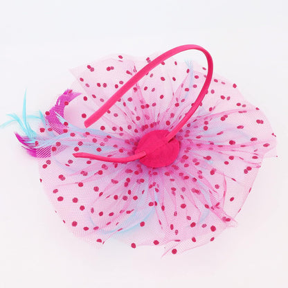 DRESHOW Fascinators Hat Flower Mesh Ribbons Feathers on a Headband and a Clip Tea Party Headwear for Girls and Women - Colors A
