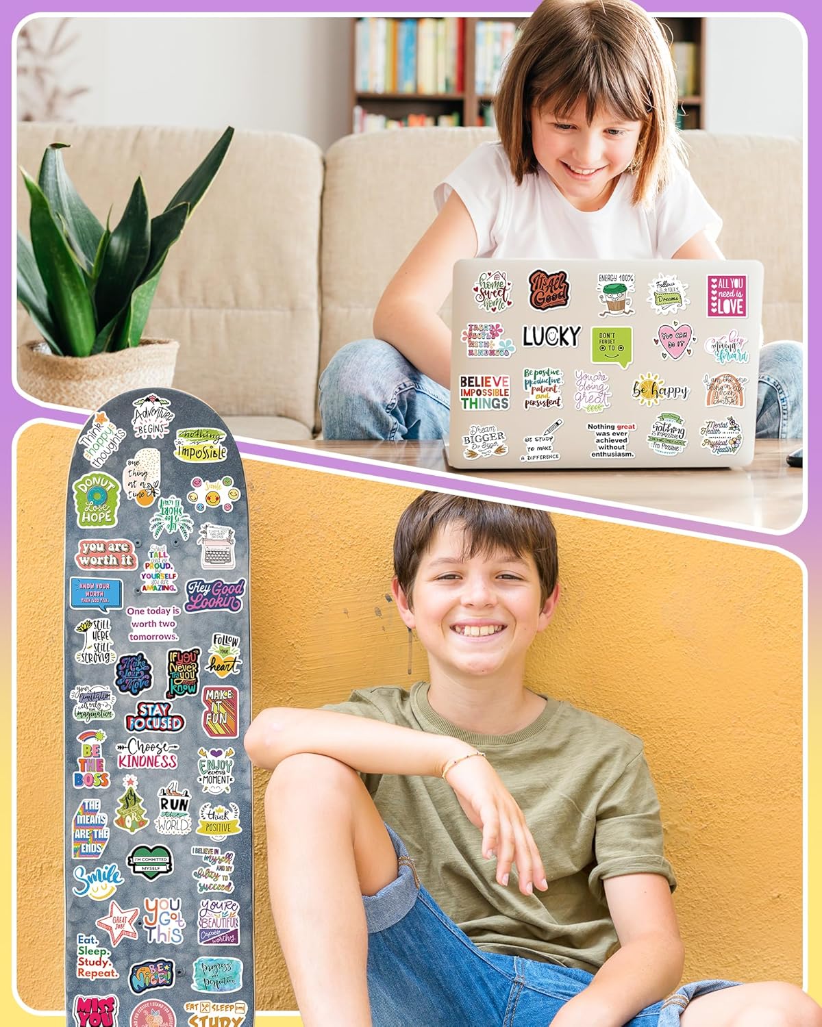 100 Pcs Cute Stickers for Kids, Waterproof Water Bottle Stickers, Vinyl Sticker Pack, Party Favors, Goodie Bag Stuffers, Treasure Box & Classroom Prizes for Elementary Students - No-Repeat