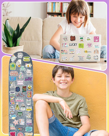 100 Pcs Cute Stickers for Kids, Waterproof Water Bottle Stickers, Vinyl Sticker Pack, Party Favors, Goodie Bag Stuffers, Treasure Box & Classroom Prizes for Elementary Students - No-Repeat