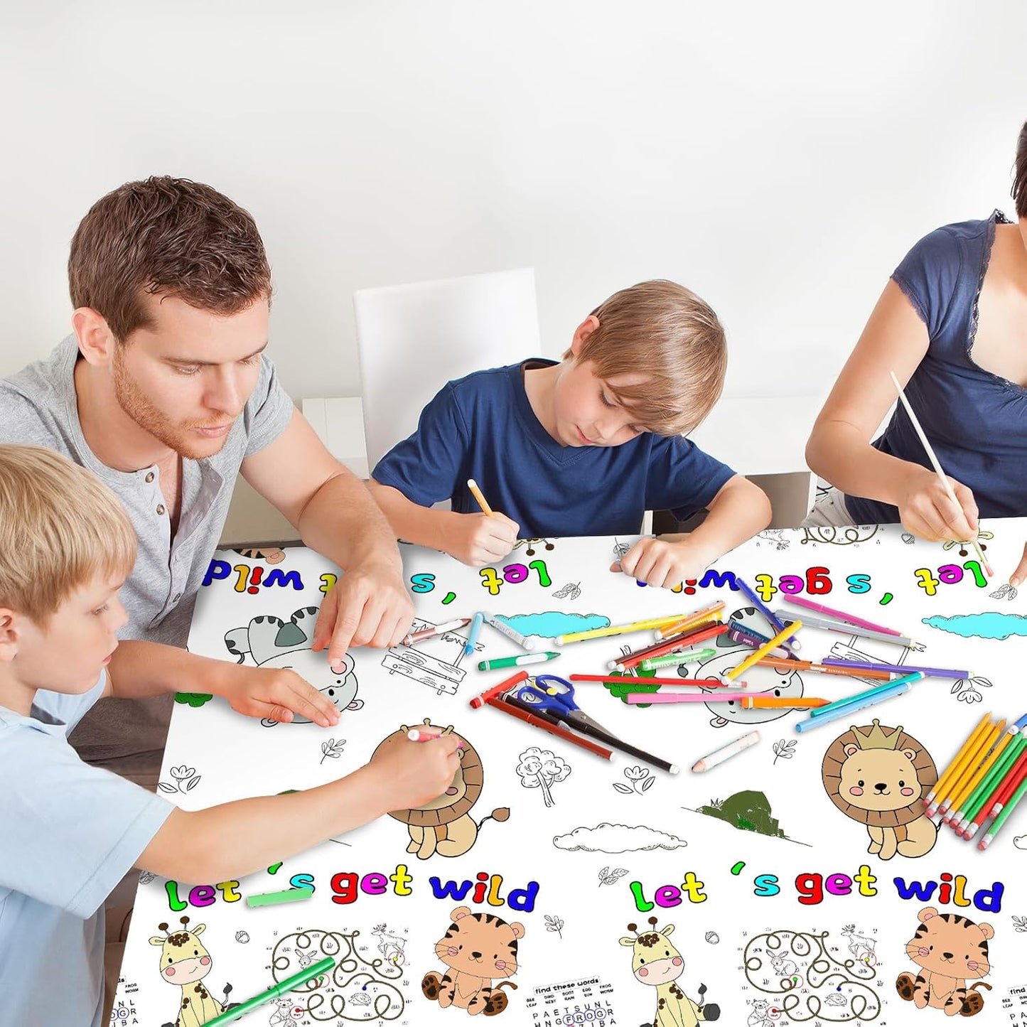 Giant Construction Party Coloring Tablecloth for Kids - Huge Construction Theme Table Cover Large Dump Truck Vehicle Painting Poster for Children Birthday Party Supplies 54x108 Inch