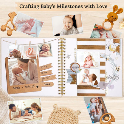8 x 8 Inch Scrapbook Photo Album Linen Cover 20 Sheets/ 40 Pages, Hardcover Kraft White Pages Memory Book, for Travel Wedding Guest Book Christmas Baby Shower Fits 4x6 & Instant Photos, Beige