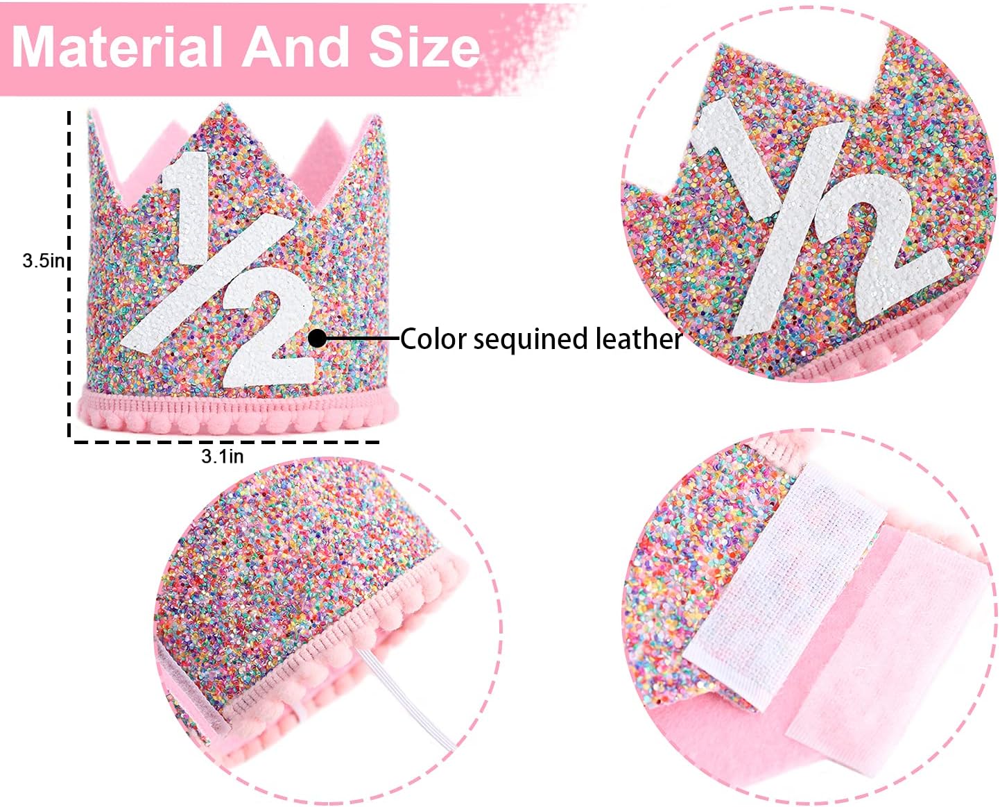 Rainbow Crown - 4th Birthday Party Glitter Crown, Kids Birthday Hats, Baby Photo Props, Little Girls Hair Accessories