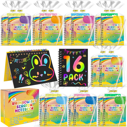 YSCare 24 Pack Scratch Arts and Crafts Notebooks, Rainbow Art Scratch Note, Goodie Bags Stuffers Essentials Gifts for Birthday Party Favors Classroom Prizes