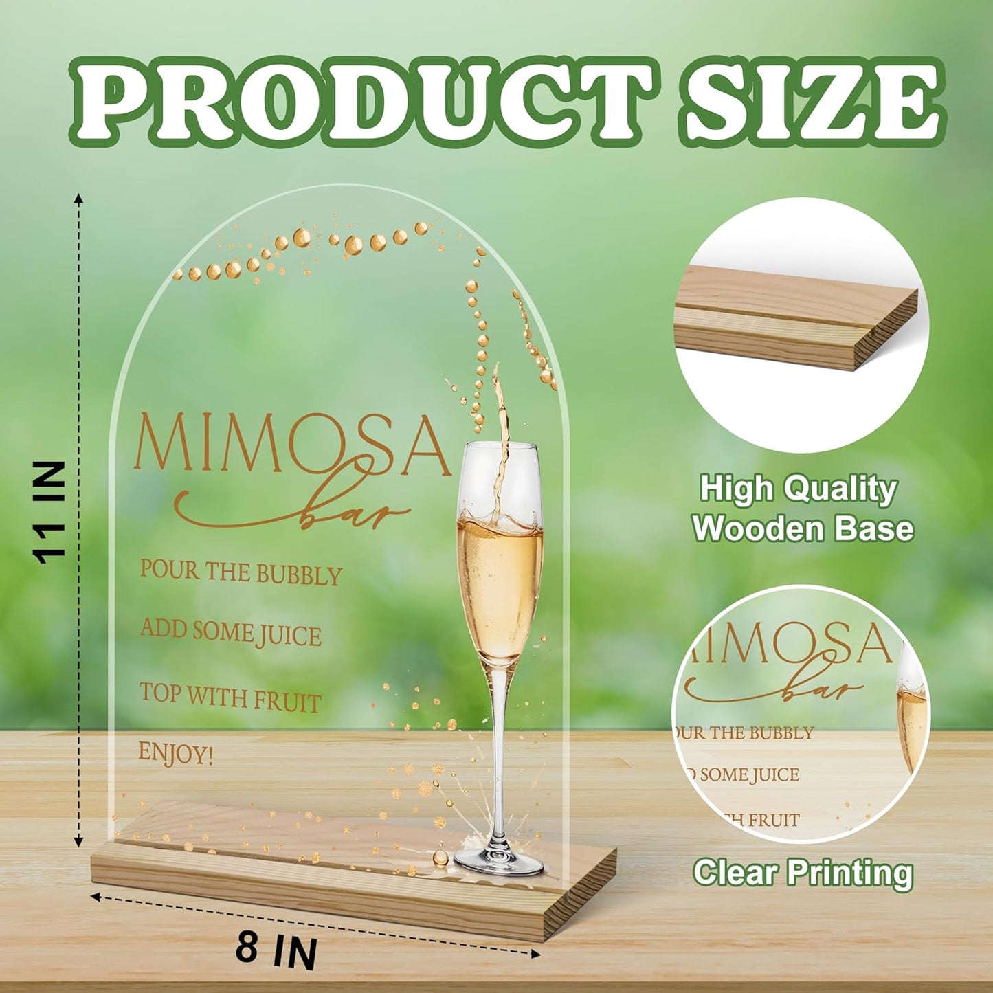 Acrylic Arch Mimosa Bar Sign, Pink Bow Champagne Acrylic Mimosa Bar With Base Supplies For Baby Shower Bridal Shower, Birthday, Bachelorette Engagement Party, Welcome Sign For Table Party -A14