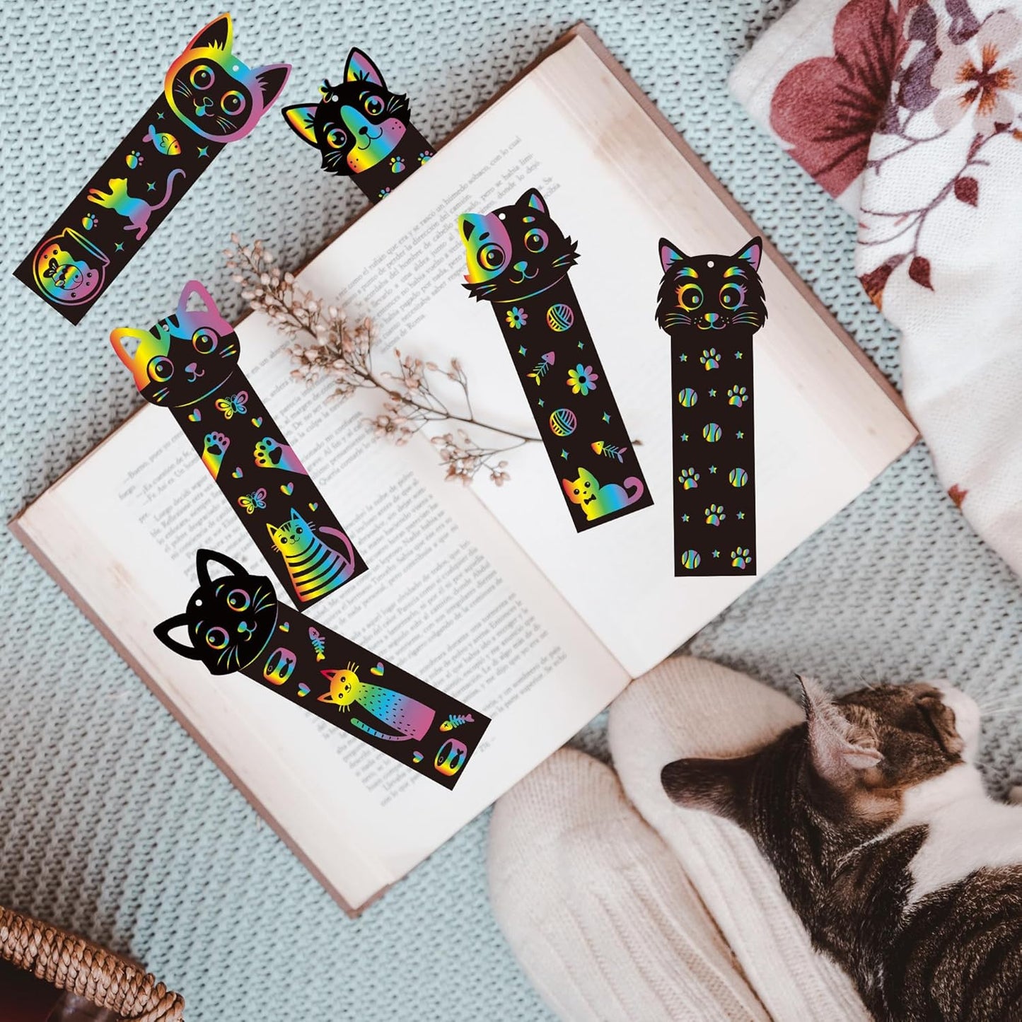 CY2SIDE 60PCS Princess Fairy Wand Scratch Bookmarks for Girls, Make Your Own Fairy Stick Scratch Paper Magic Wands Bookmark, DIY Princess Stick Rainbow Crafts Ornaments for Kids Birthday Party