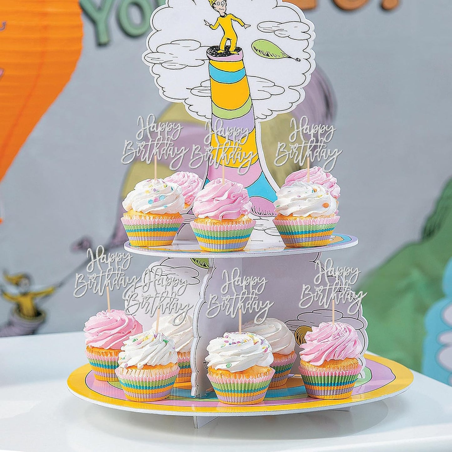 24 PCS Happy Birthday Cupcake Toppers Glitter Picks for Celebrating Anniversary Theme Party Cake Decorations Supplies Gold