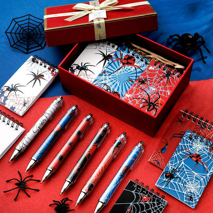 48 Piece Spider Party Favor Include 24 Pcs Notebooks 24 Pcs Ballpoint Pens Red Black Spiders Party Favor Teacher Classroom Rewards Supplies Theme Birthday Partys Gift(Classic)