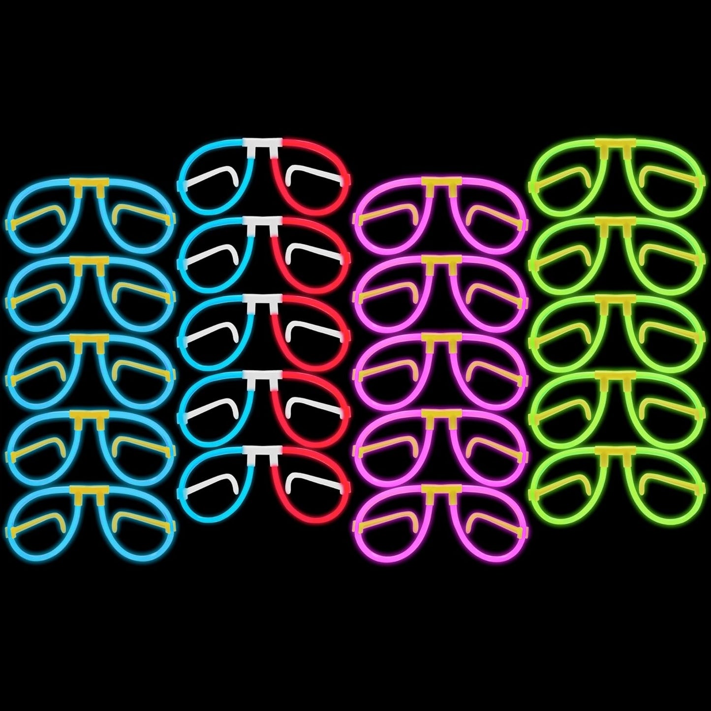 Glow Fever Glow In The Dark 20ct Bendable Glow Stick Glasses with Connectors - Glow Glasses Party Pack for Concert, Halloween & Birthday Party Party Favors - Multi