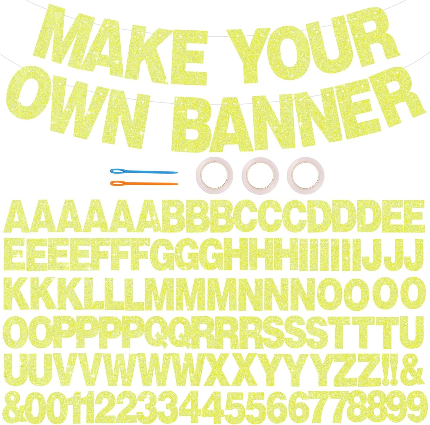 BEISHIDA 116 PCS A-Z DIY Letter Banner Kit Make Your Own Banner Including 111 Letters and Numbers 3 Rope and 2 Threading Device,Customized for Birthday Graduation Wedding Decor Black