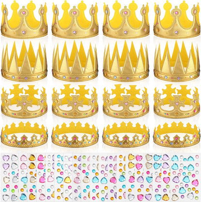 Yaomiao 44 Pcs Birthday Foam Crowns for Kids Princess Tiaras King Hat Bulk Diamond Sticker Kits for Crown Party Supplies